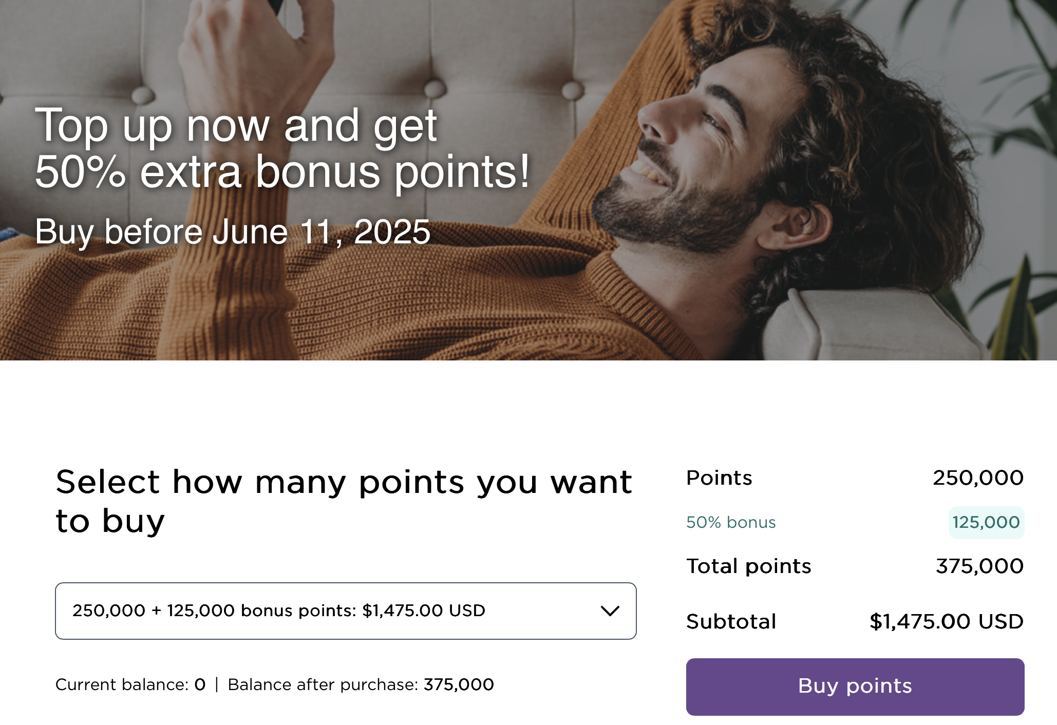 Buy Radisson points with a bonus.