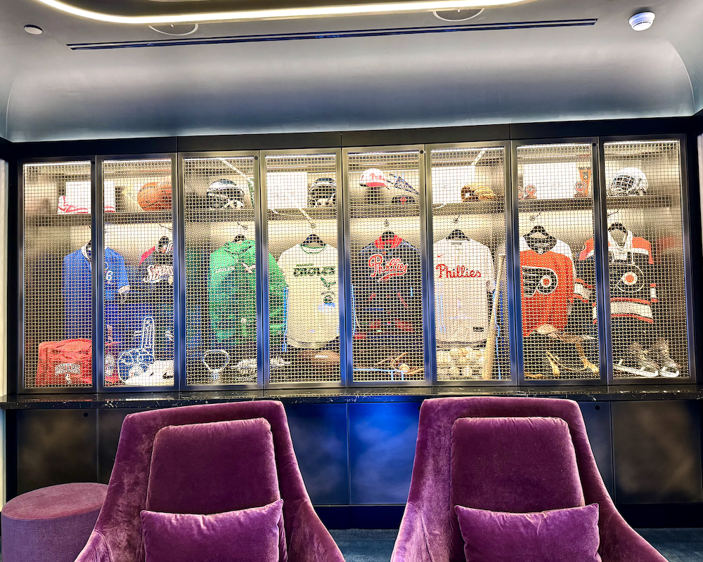 Chase Sapphire Lounge PHL sports wall.