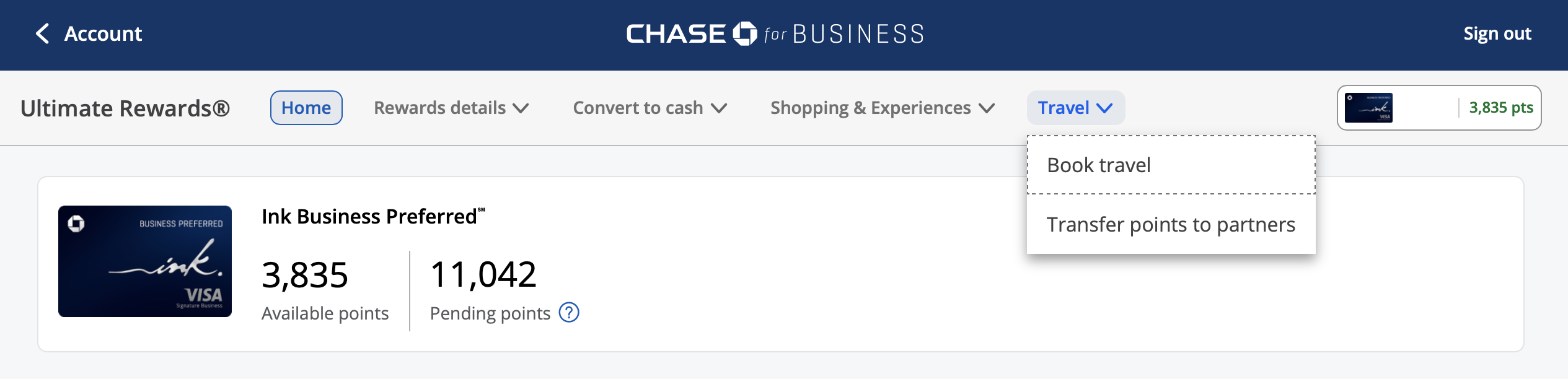 The second step is navigating over to "Transfer points to partners.