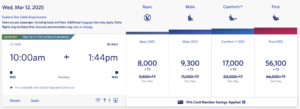 Delta Award Flight from BOS to NAS
