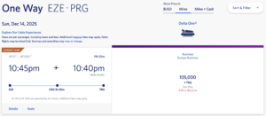 Delta Award Flight from EZE to PRG