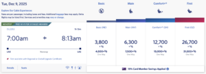 Delta Award Flight from LAX to LAS