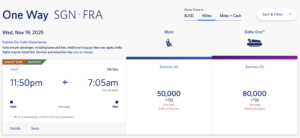 Delta Award Flight from SGN to FRA