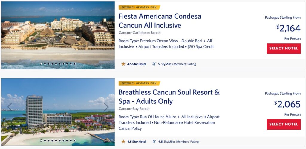 Delta Vacations SEA to CAN Example