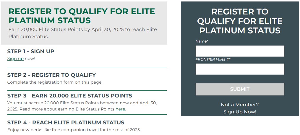 Frontier Platinum Status Fast Track Form