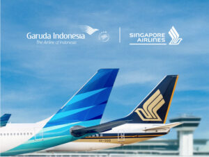 Garuda and Singapore Airlines Aircraft tailfins