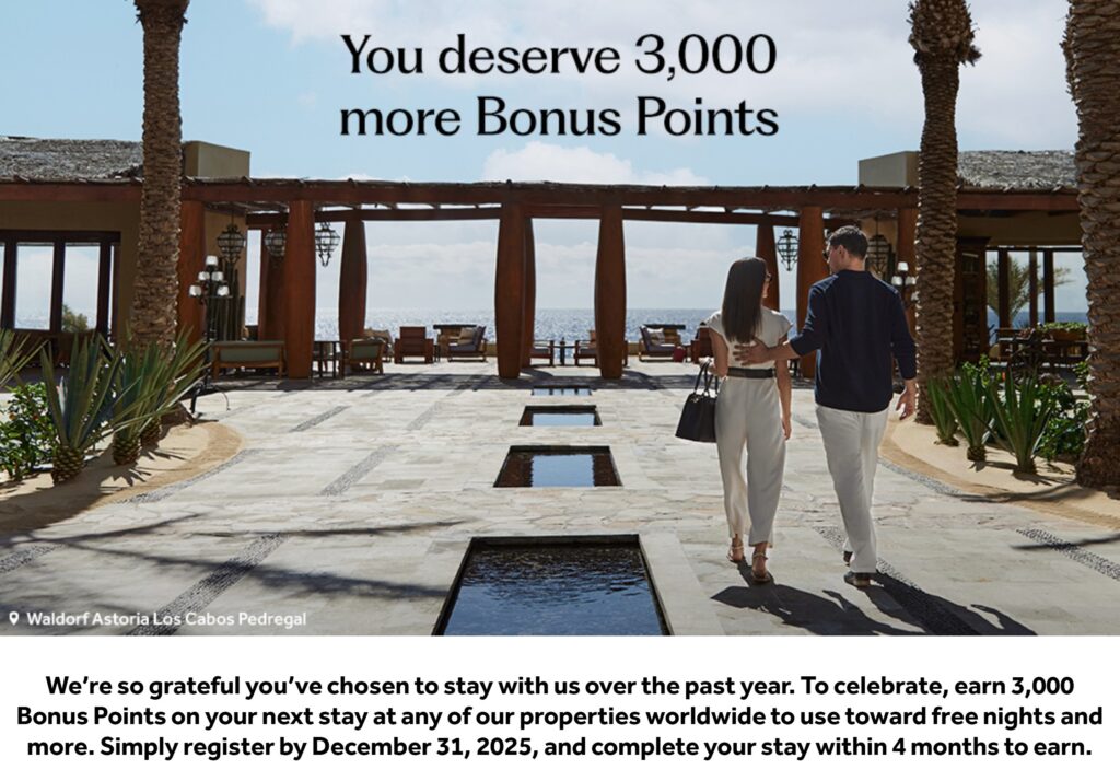 HIlton 3,000 Points Targeted 2025 Promotion