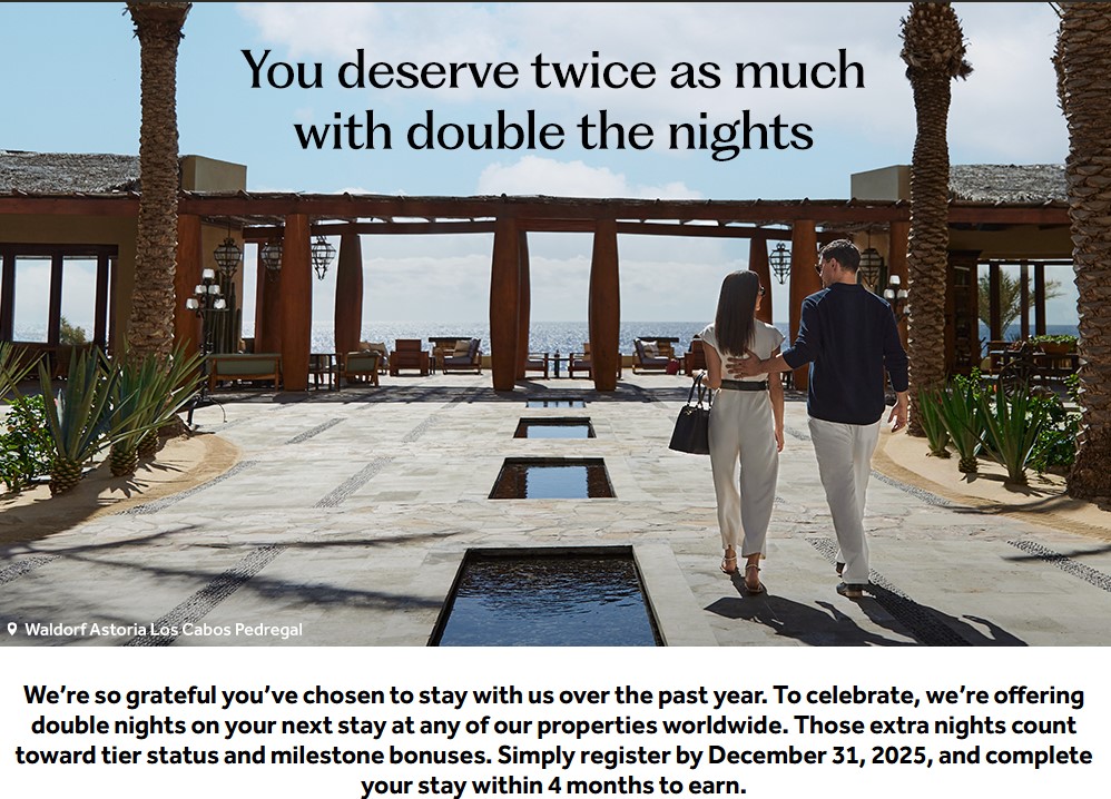 Hilton 2X Elite Nights Targeted 2025 Promotion