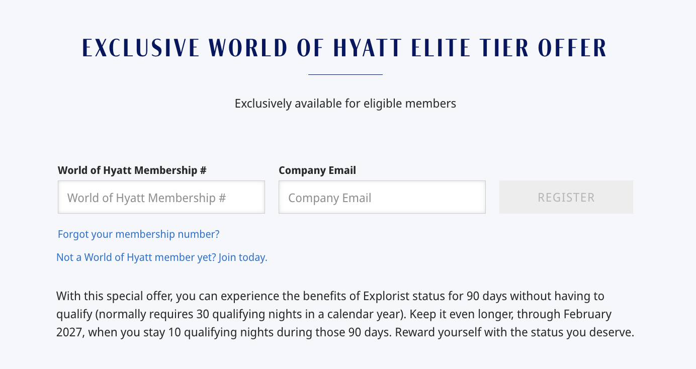 Hyatt corporate status match offer