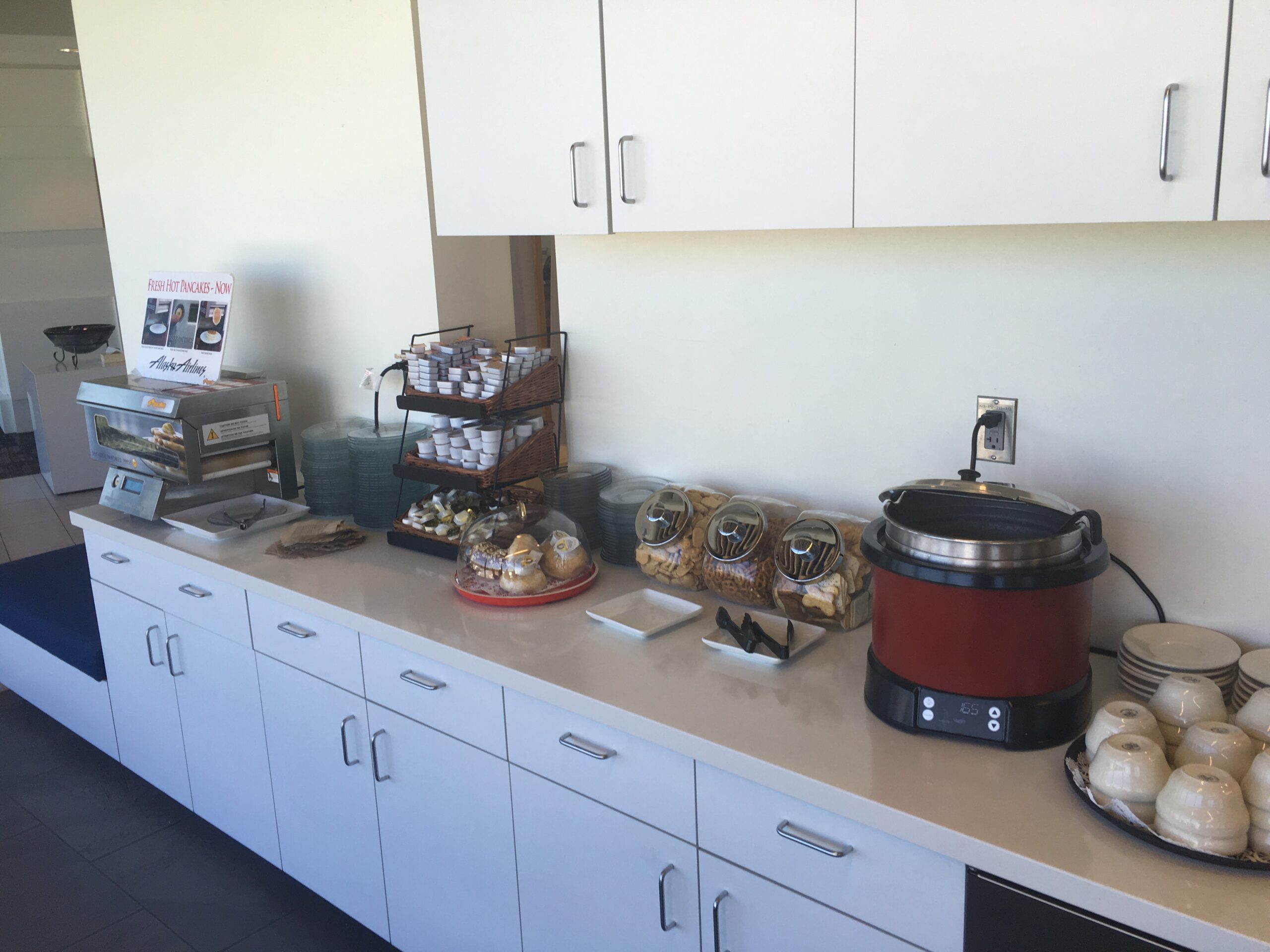 Alaska Airlines Lounge Pancake machine