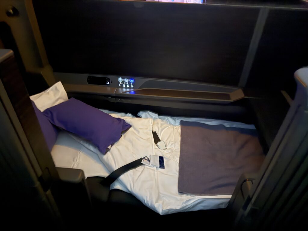 ANA First class seat converted to bed. 