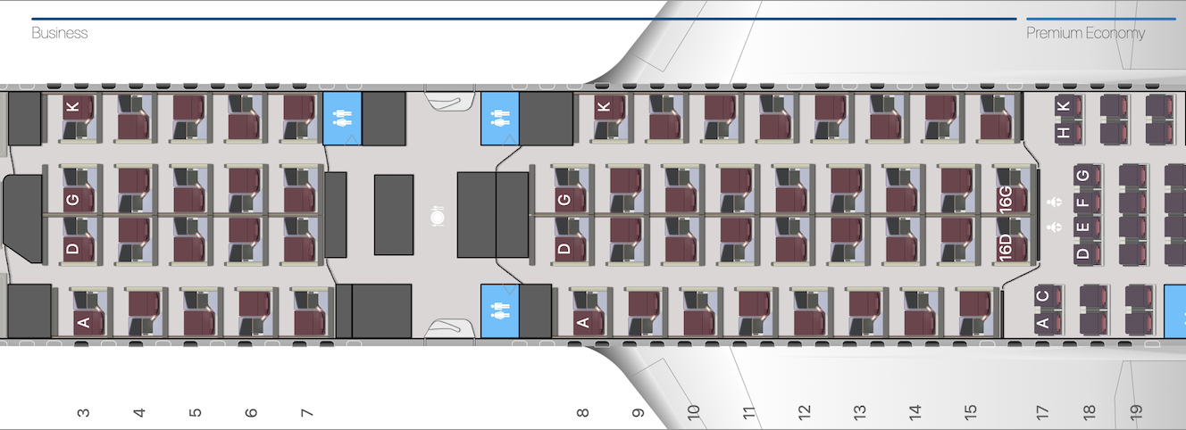 JAL A350-1000 seat map.