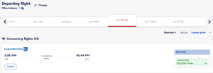Copa business class award flight from JFK-SCL bookable via Flying Blue for 60k miles.