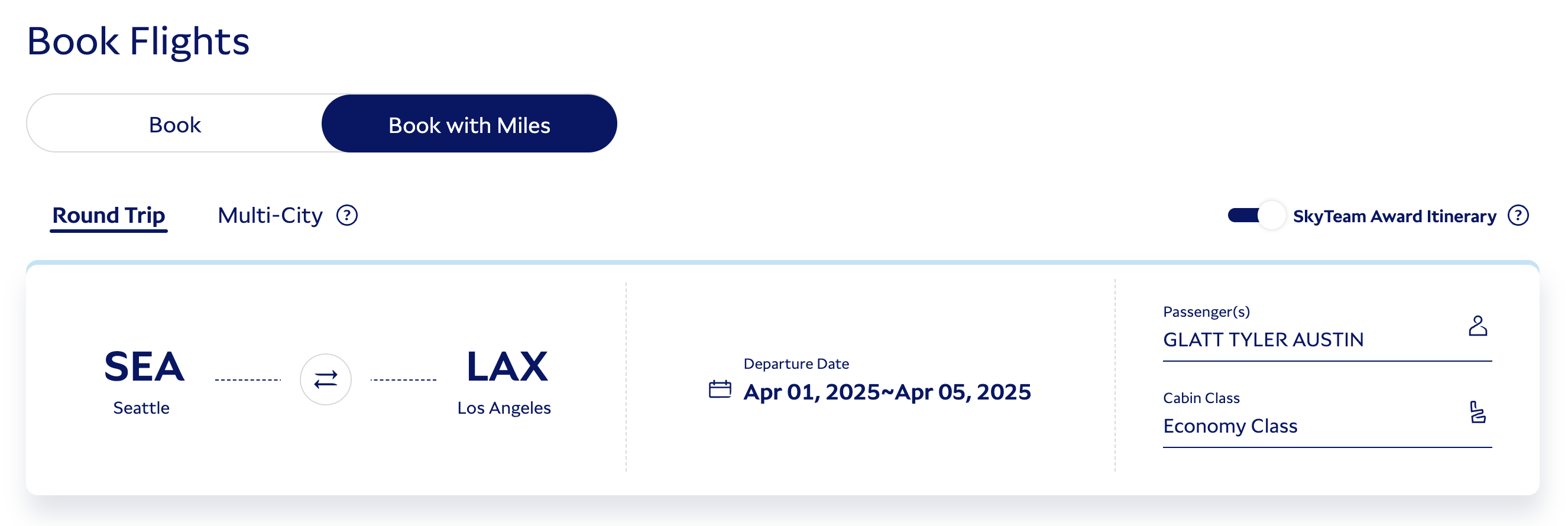 Korean Air award booking process