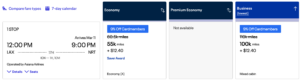 United Award booking LAX-NRT in Asiana business class for 100k miles for United cardholders
