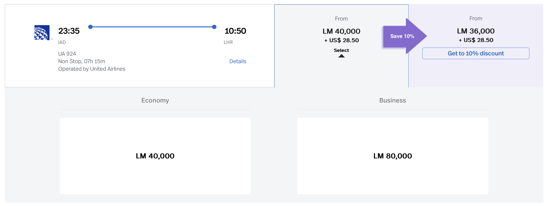 United award from IAD to LHR bookable with LifeMiles.