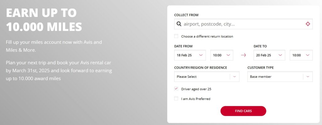 Lufthansa 24,000 Bonus Miles with Avis Rentals Promotion