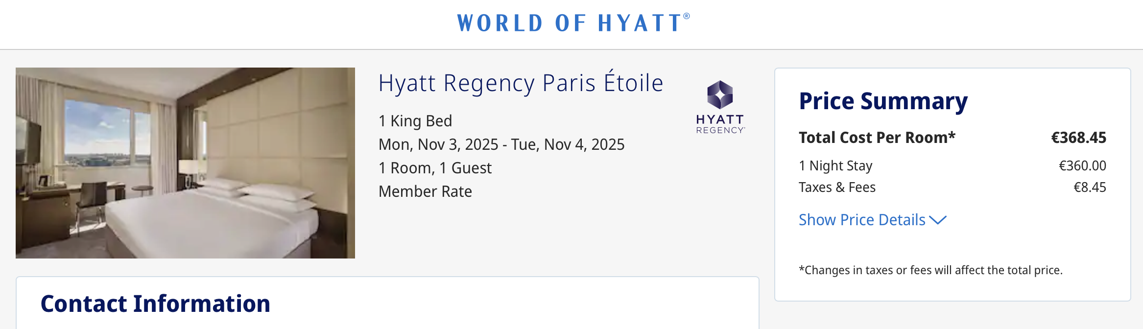 Hyatt Regency Paris Étoile cash rate