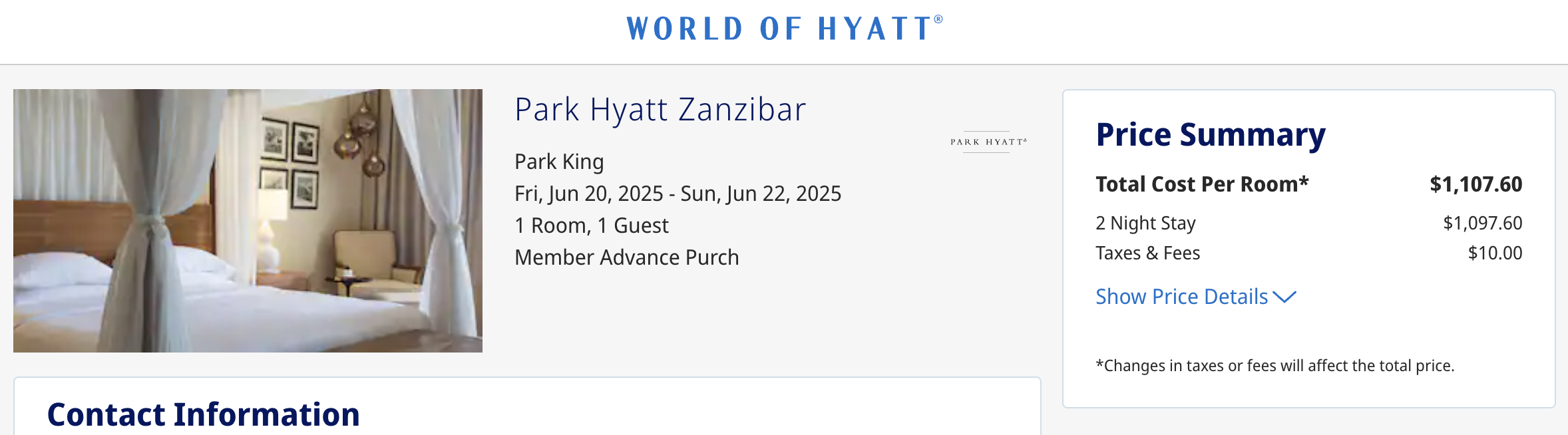Park Hyatt Zanzibar rates