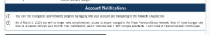 Capital One card statement referencing Plaza Premium changes