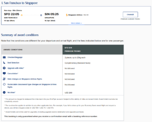 Details on the discounted Singapore Airlines premium economy award terms between San Francisco and Singapore
