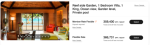 St. Regis Bora Bora cash rate for Reef side Garden