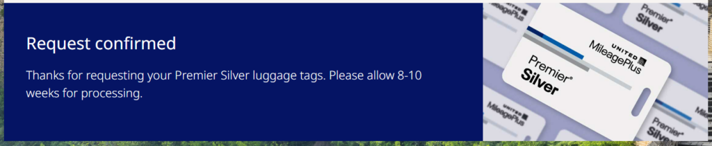 United Luggage Tags Request Confirmed 2025