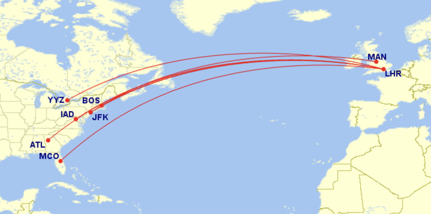 Virgin Atlantic business class routes to Europe for 29k.