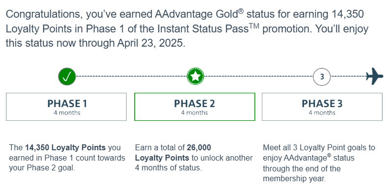 An Email from AA shows that I was able to keep AA Gold for the next 4 months.