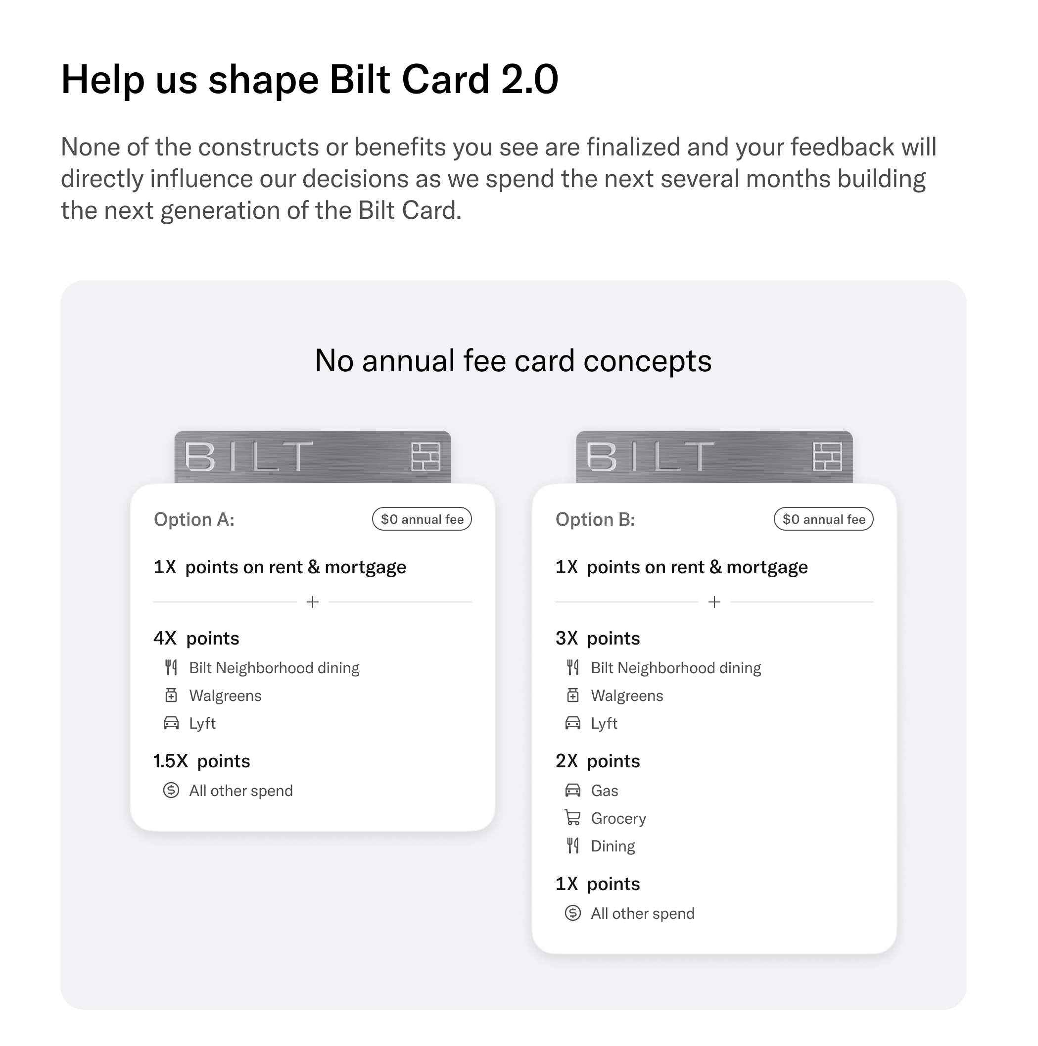 bilt card survey for no annual fee card