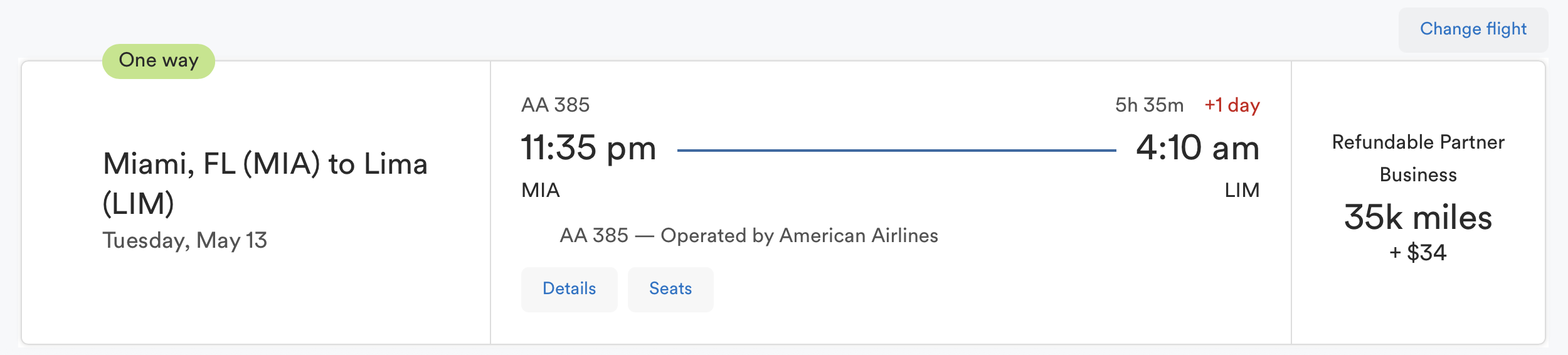 Alaska Airlines award operated by AA.