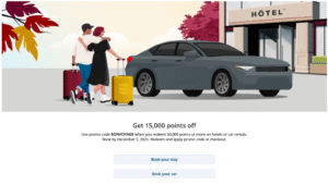 Screenshot of Aeroplan points discount for hotel stays and car rentals