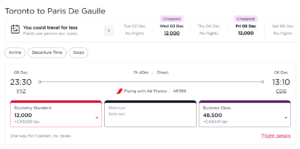 Air France award from Toronto to Paris via Virgin Atlantic