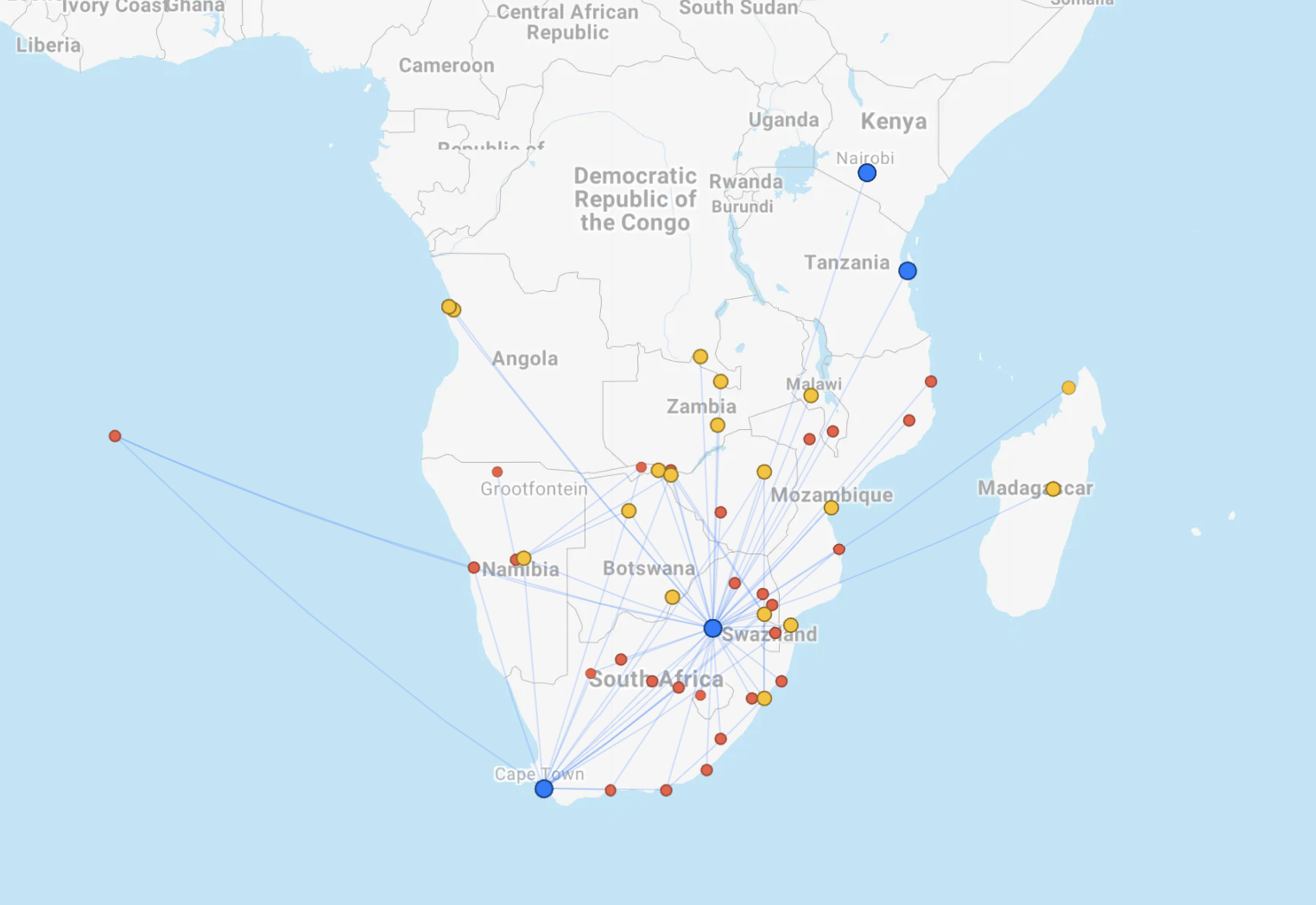 Airlink destinations map