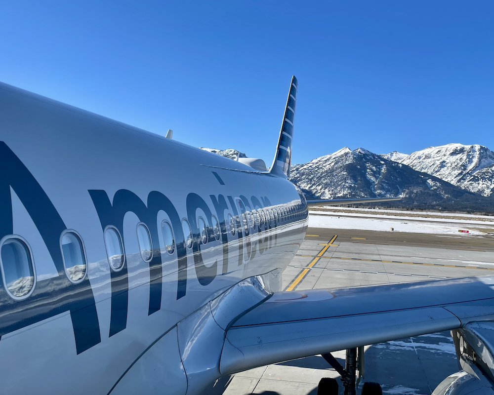 American Airlines A319 at Jackson Hole (JAC).