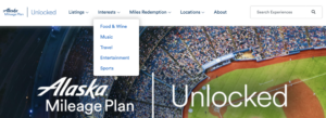 Screenshot of Mileage Plan Unlock filters for event searches