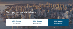 Banner showing buy Aeroplan points with a 90% bonus