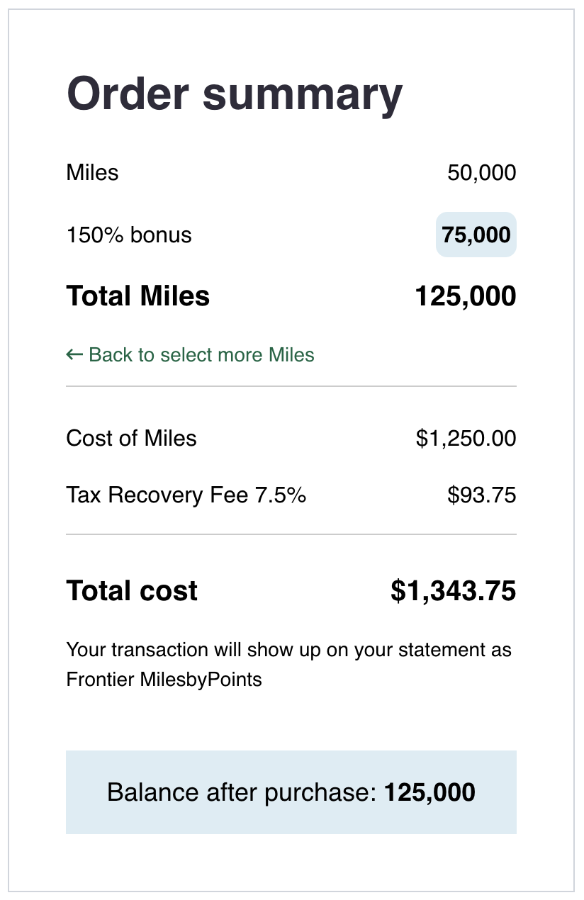 Buy Frontier miles with a bonus.