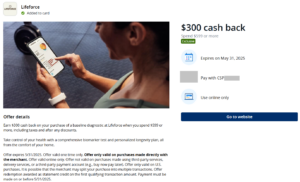 Chase Offer for $300 back on Lifeforce
