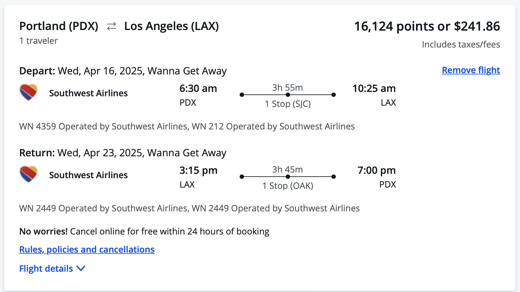 Chase award flight