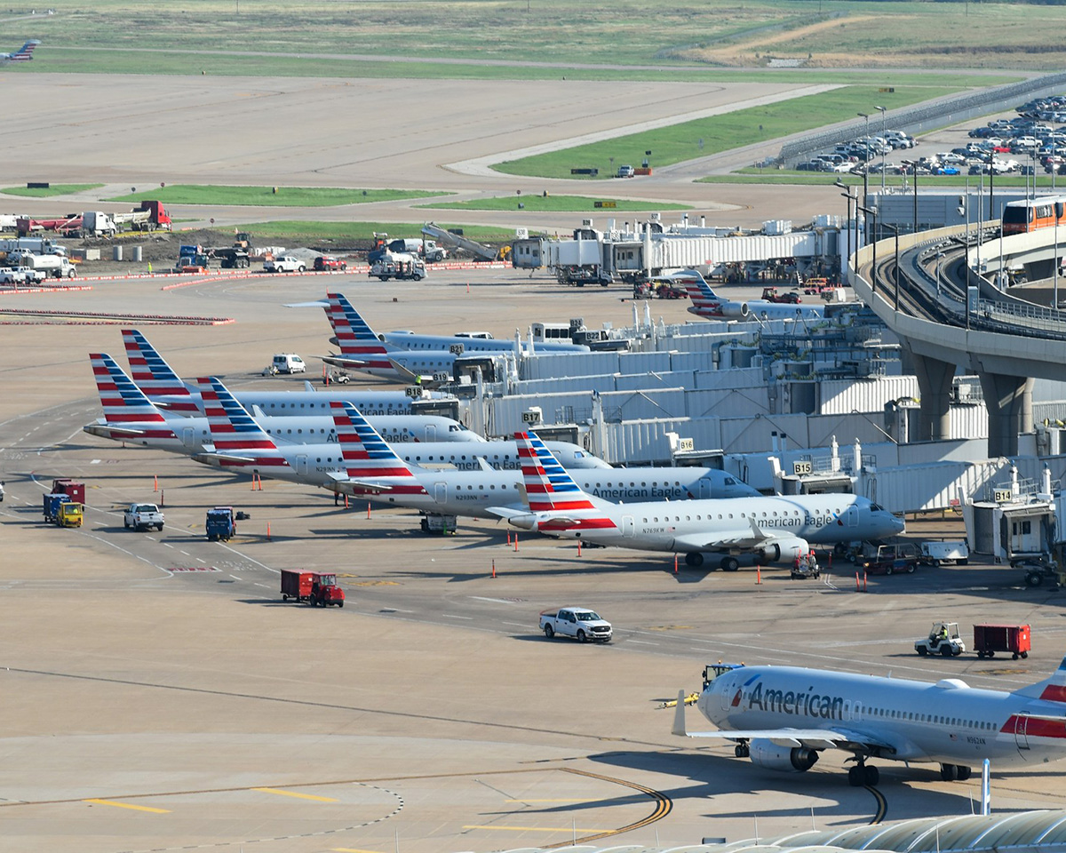 American Airlines and American Eagle Aircraft at the gate in Dallas Fort Worth