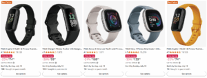 Screenshot of Amazon landing page of FitBit deals for Prime Day