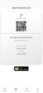 Screenshot of Priority Pass card on my iPhone