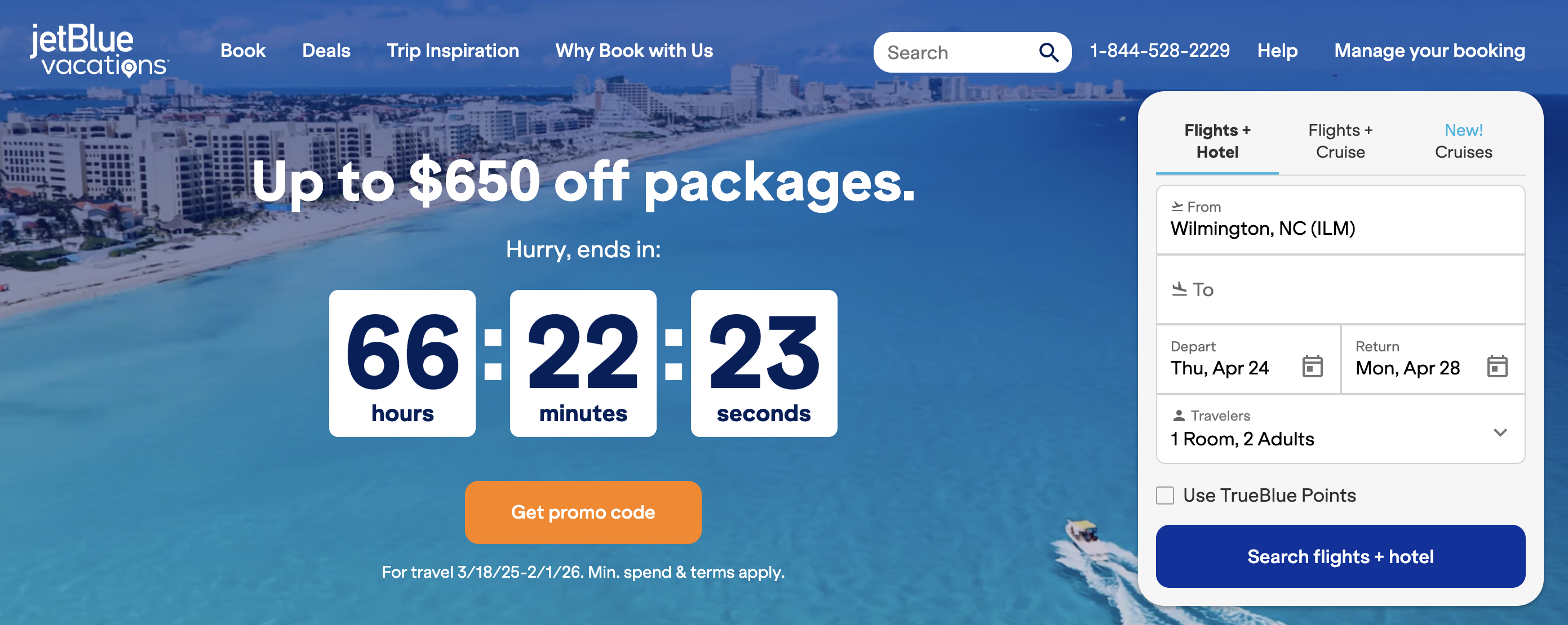 JetBlue Vacations savings promotion