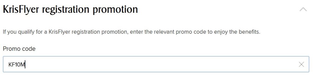 KrisFlyer Registration Form KF10M Promo Code