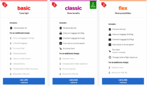 Screenshot showing LifeMiles award rates by fare class