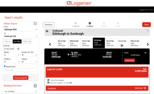 Loganair award flight for 6500 Avios