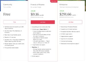 Membership options for Roamme.Travel