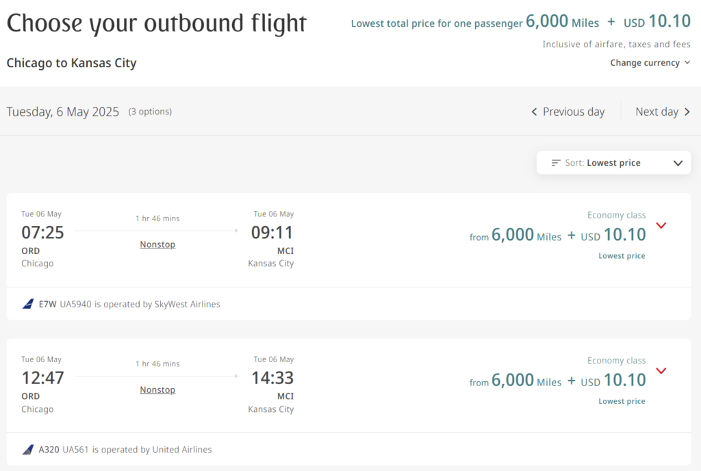 Skywards Discount ORD to MCI