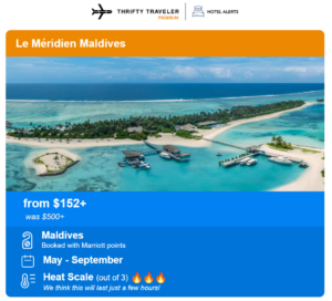 Thrifty Traveler cash deal alert for Le Méridien Maldives